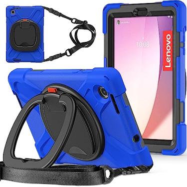 Imagem de QYiiD Capa para Lenovo Tab M9 de 2023, capa protetora resistente à prova de choque com suporte giratório/suporte/alça de ombro para Lenovo Tab M9 9 polegadas versão 2023, azul