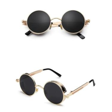Imagem de Óculos De Sol Masculino Vintage Steampunk Retrô Alok Gold