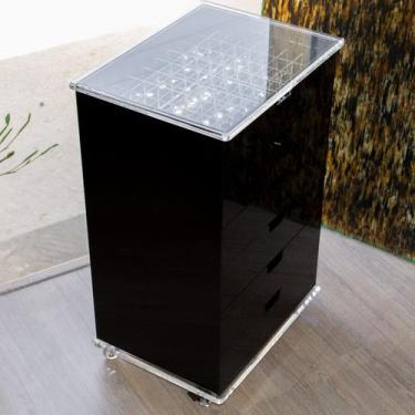 Imagem de Carrinho Maquiagem Realce em Acrílico - Idealle Acrilicos, Preto