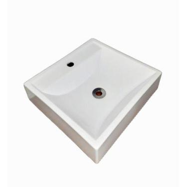 Imagem de Cuba Banheiro Bromélia, Sobrepor, 40x37cm. Casa Laura Decor Branco