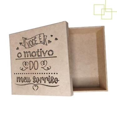 Imagem de Caixa MDF Presente 15x15x5 Decorada Você é o Motivo do Meus sorriso - 