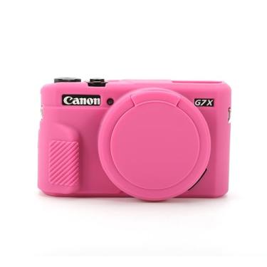 Imagem de Capa para G7X Mark II, capa protetora de silicone macio ultrafina e leve para câmera Canon PowerShot G7X Mark II com capa de lente removível (vermelho pêssego)