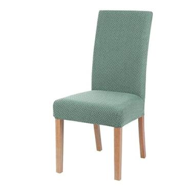 Imagem de Capa elástica para cadeira de jantar, capa elástica e grossa de jacquard para sala de jantar, cozinha, hotel, banquete de casamento, verde matcha, 6 peças