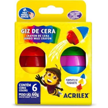 Imagem de Giz de Cera Jumbo Foguete 6 Cores CX.C/06 - Acrilex