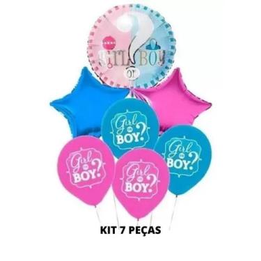 Imagem de Balão Kit Buquê Chá Revelação Com 07 Peças - PartiuFesta