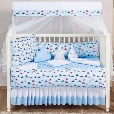 Imagem de Kit Berço Masculino Ursinho 13 Peças Kit Americano Estampado