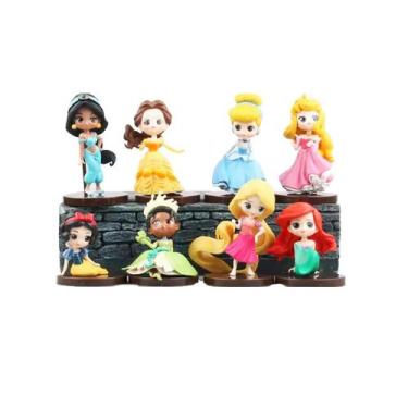 Imagem de Kit 8 Miniaturas Princesas Disney Fofas Ariel Branca de Neve Rapunzel 