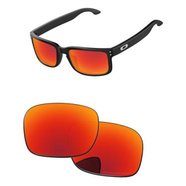 Imagem de PapaViva Lentes de substituição para óculos de sol Oakley Holbrook XL OO9417 59 mm vermelho fogo polarizado