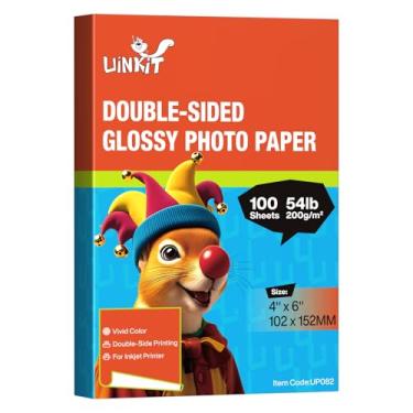 Imagem de Uinkit Papel fotográfico de 24,5 kg, dupla face, brilhante, 10 x 15 cm, jato de tinta de 24,5 kg, 200 g/m², pacote de imagem de 4 x 6 9,5 Mil para impressora de impressão a jato de tinta (100, 4 x 6)