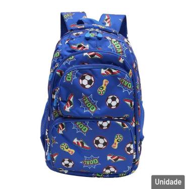 Imagem de Mochila Juvenil 18'' 46cm Futebol Azul - Tudo em Caixa