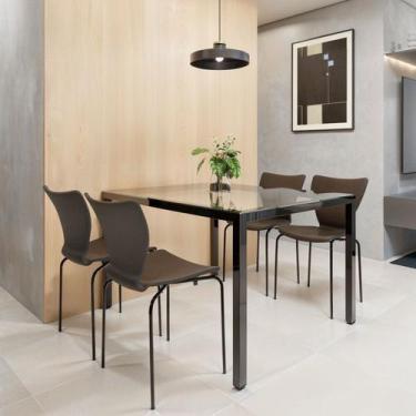 Imagem de Conjunto Sala de Jantar 4 Lugares Retangular Tampo de Vidro 120X85cm M