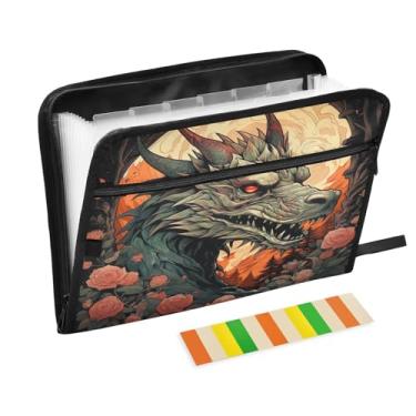 Imagem de Wassud Dragon Organizador de arquivos sanfonado de 13 bolsos com abas e adesivos, organizador de pastas de documentos de recibo de papel tamanho carta A4 para viagens de escritório