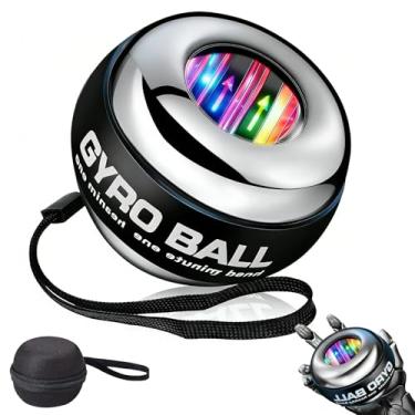 Imagem de Bola de giroscópio totalmente em metal (2026 nova mudança de cor de 6 níveis), treinador de antebraço de mão com partida automática ponderada e fortalecedora para exercícios articulares e músculos com