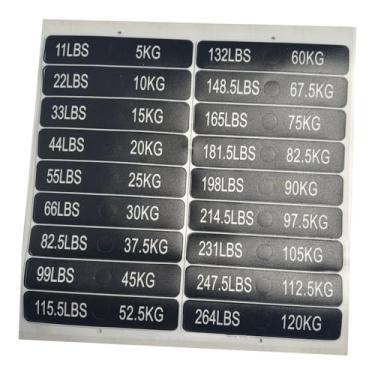 Imagem de Baoblaze Etiquetas para Pilhas de Peso, Adesivos para Anilhas, Adesivos para Identificação de Equipamentos de Ginástica e Acessórios de Treino, 5 Kg a 120 Kg