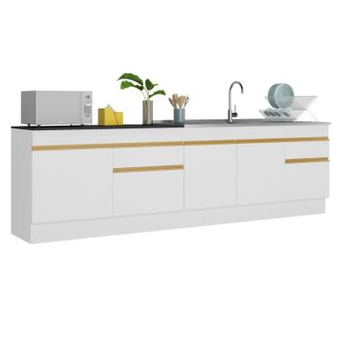 Imagem de Kit Balcão de Cozinha para Pia 150cm e Balcão 120cm com Rodapés Veneza Multimóveis MP2286