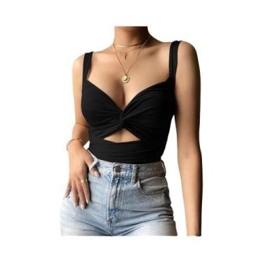 Imagem de Tops Cropped Sem Mangas Em Preto E Branco Para Mulheres, Sexy E Casuai