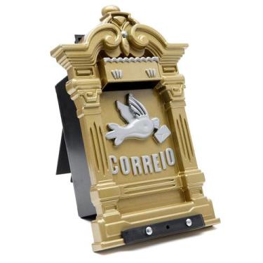 Imagem de Caixa Colonial Dourada Reforçada Embutir Ou Portão - Jlk Plasticos