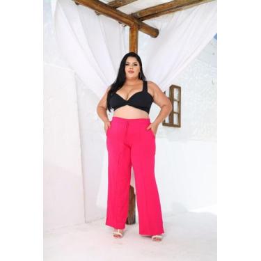 Imagem de Calça Moletom Pantalona Elástico na Cintura com Bolso - luh may, Rosa,