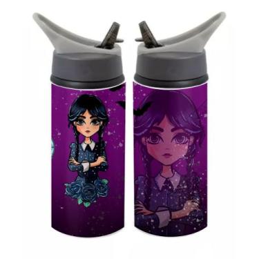 Imagem de Garrafa Wandinha aluminio 600ml tampa e canudo - Pammy Studio