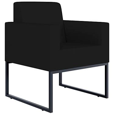 Imagem de Poltrona Decorativa Para Sala De Estar Recepção Base Fixa De Metal Helô L02 Suede Preto - Lyam Decor
