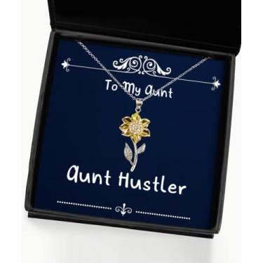 Imagem de Colar com pingente de girassol Aunt Hustler, tia, presentes sarcásticos para tia