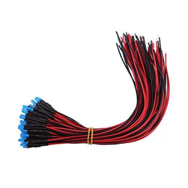 Imagem de 50 pces led pré-fiado, dc 12 v multi cores diodos de luz com lâmpada superior redonda 3/5/10 mm para câmera, brinquedos e carro diy (3 mm-azul)