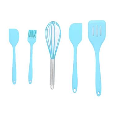 Imagem de Conjunto de utensílios de cozinha, conjunto de utensílios de cozinha de silicone, kit de utensílios de cozinha de silicone resistente ao calor e seguro 5 peças (azul)