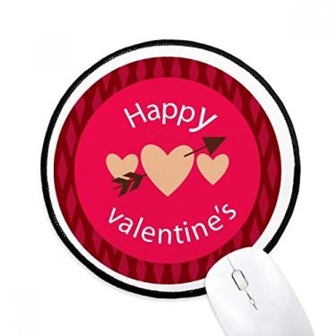 Imagem de Mouse pad rosa Feliz Dia dos Namorados Coração Seta Mouse Pad Desktop Escritório Tapete Redondo para Computador