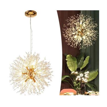 Imagem de Lustre Pendente Em Cristal Flor Dente De Leão Globo 40cm Redondo Moderno Para Sala Quar...