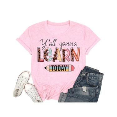 Imagem de Camiseta feminina com estampa de letras Kindness Teacher Life Inspirational Its a Beautiful Day for Learning, Aprender, GG