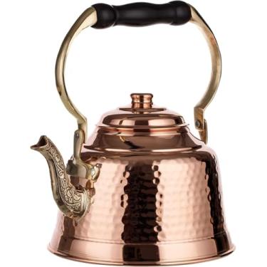 Imagem de CopperBull Medidor pesado 1 mm de espessura, panela de chá de cobre martelado (1,6 litros)