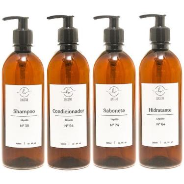 Imagem de Kit 4 Frascos Âmbar Organizador Minimalista Recipiente 500ml - Lukstar