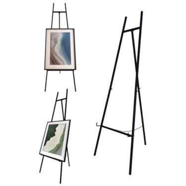 Imagem de JIANZHUO Cavaletes de artes e ofícios ajustáveis ​​em ferro, suporte de cavalete de metal com suporte de corrente para espelho, cavaletes de chão de 58 polegadas para exibição de sinal de ca