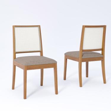 Imagem de Jogo com 2 Cadeiras de Jantar Marcela 86,5cm x 46cm x 54cm Madeira/Bege