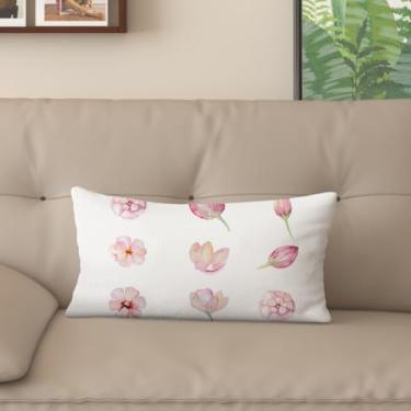 Imagem de Sladjana [Estilo idílico] Capa de almofada impressa digital tipo linho - Padrão floral rosa dupla face, design com zíper invisível (30,5 x 50,8 cm, FSWM-G)