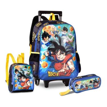 Imagem de Kit Mochila de Rodas Dragon Ball Z Estojo e Lancheira Goku