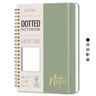 Imagem de Caderno de diário espiral pontilhado para mulheres ZOTIA, cadernos pontilhados A5 para escrever, cadernos de capa dura para trabalho, anotações e material escolar de escritório, 140 páginas - verde