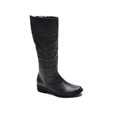 Imagem de Bota Feminina Montaria Cano Alto Com Zipper Couro Napa Mestiço 205 Dt (40, Preto)