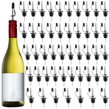 Imagem de Boca de despejo rápido de 48 peças com boca afunilada e tampa - Despejador de garrafa de licor de aço inoxidável, boca de azeite de oliva à prova de vazamento, boca de vinagre de soja para garrafa de