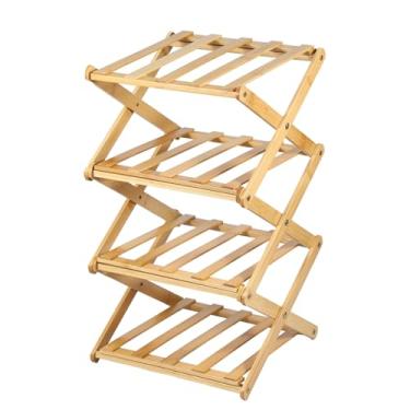 Imagem de Prateleira dobrável de canto sólido, dobrável, organizador de sapatos sem montagem, multiuso, dobrável, sapateira para entrada (4 camadas)