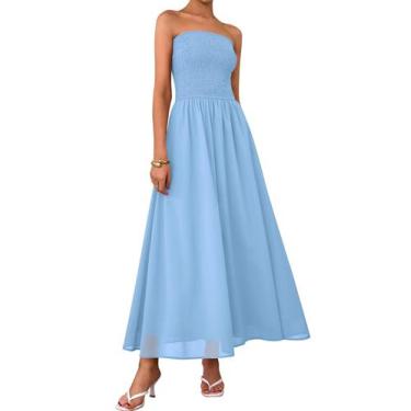 Imagem de Vestido de convidado de casamento PRETTYGARDEN Tube Top Maxi Light Blu