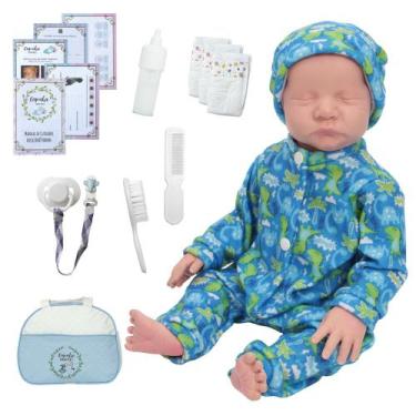 Imagem de Bebê Reborn Menino Corpo Silicone Com Bolsa Acessórios - Cegonha Rebor