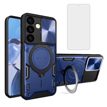 Imagem de Asuwish Capa de telefone para Samsung Galaxy S24 5G capa magnética para câmera deslizante com protetor de tela de vidro temperado e suporte de anel acessórios para celular híbrido fino S 24 24S GS24