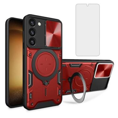 Imagem de Asuwish Capa de telefone para Samsung Galaxy S23 5G capa magnética para câmera deslizante com protetor de tela de vidro temperado e suporte de anel acessórios de celular híbrido S 23 23S GS23 G5