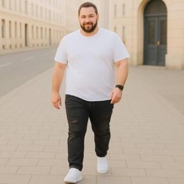 Imagem de CALÇA JEANS Masculina RASGADA Plus Size Grande Tamanho 44 46 48 Reforçada 1094-Masculino