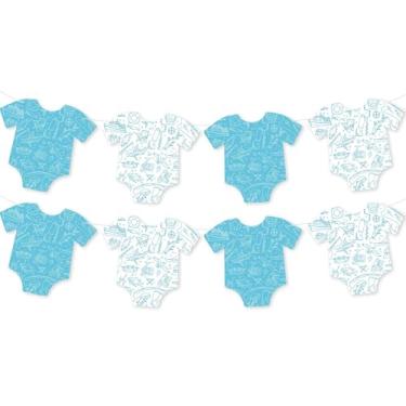 Imagem de Body de pesca Banner de chá de bebê - Não-faça você mesmo, decorações de chá de bebê de pesca, um pequeno pescador está a caminho, suprimentos de festa de aniversário para meninas e meninos, glitter