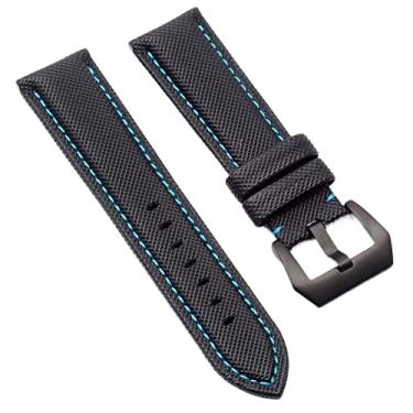 Imagem de EKSIL 20MM 22MM 24MM 26MM Fibra de Carbono Nylon Canvas Watch Strap Para Panerai Hamilton TAG OMEGA HEUER Pulseira de Relógio de Pulso Masculina (Cor: Preto Azul Preto, Tamanho: 22mm)