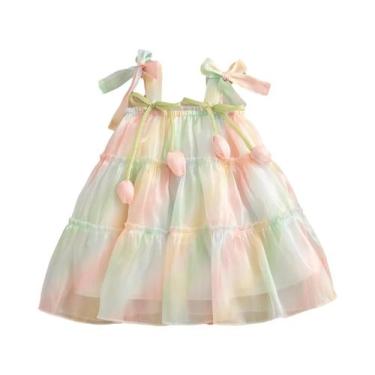 Imagem de Vestido Colorido Tie Dye Para Meninas De 9 Meses a 4 Anos, Roupas Infa