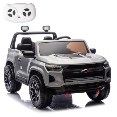 Imagem de Carro Elétrico Infantil Chevrolet Colorado Licenciado 24V, 2 Lugares, 4WD, Controle Remoto, Música, Alarme, Megafone, Cinza