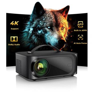 Imagem de Projetor Outdoor 4K com Wi-Fi 6 e Bluetooth, Smart TV OS Dolby Audio, Portátil ONOAYO 1080P com 300 Polegadas de Tela - Preto